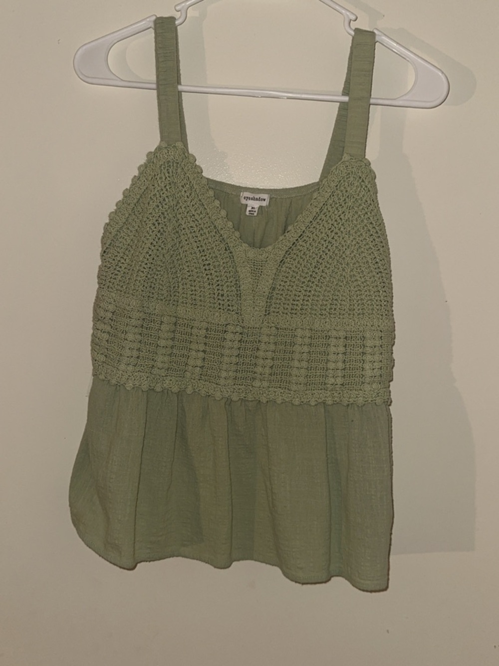 Eyeshadow Olive Crochet Camisole Tank Top